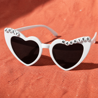 BRIDETOBE Pearl Diamond Halloween Letter Heart Sunglasses for Bridal Party