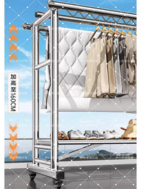 304 Stainless Steel Thickened Floor Standing Clothes Drying Rack, Movable and Windproof