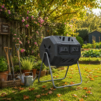 Vented Rotating Compost Bin Metal Stand Octagonal Compost Tumbler Ventilated