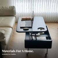 elevateTop C-Table with Casters Vintage Design Household Furniture Height Adjustable Multi-Purpose for Students, Adults