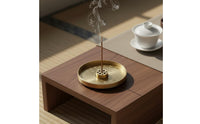 Multi-Functional 9 Hole Incense Stick Holder Detachable Design Brass Incense Plate Engraved Pattern Home Fragrance Accessory for Meditation Practitioners, Mindfulness Practice Enthusiasts, Tea Room, Spa
