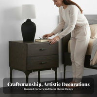 Nightstand with Storage Smoked Finish Bedside Cabinet Industrial Look for Adults
