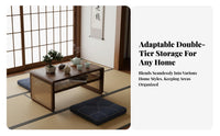 Japanese Tea Table full Wood Foldable Floor Desk meditative-Inspired for Small Spaces