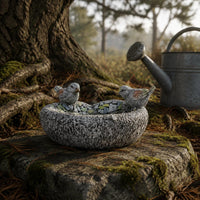 Resin Bird Bath Weather-Resistant Outdoor Birdbath Bowl Crafted-Look Look