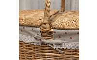 Oval Picnic Basket with Lid Wicker Woven Basket with Lining Lined Handwoven for Storage, Decor
