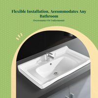 Rectangular ceramic vanity sink, alabaster finish