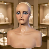 Mannequin Head with Shoulders Makeup Female Mannequin Head Sturdy for Hairdressers, Salons, Stores