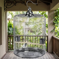 Round Cockatiel Cage and Budgie Cage, Stainless Steel Medium Bird Cage for Lovebird Cage, Metal Round Shape for Finch Canary Conures Parakeets