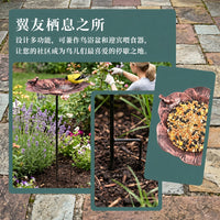 跨境金属工艺品庭院莲花喂鸟器鸟澡盆户外园林鸟浴盆工艺品喂鸟器