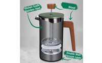 Plunger Pot with Wood Handle Coffee and Tea Press Pot for Office