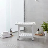 2-Tier Slatted Bath Bench Quick-Draining Design 2-Tier Slatted Bench for Adults