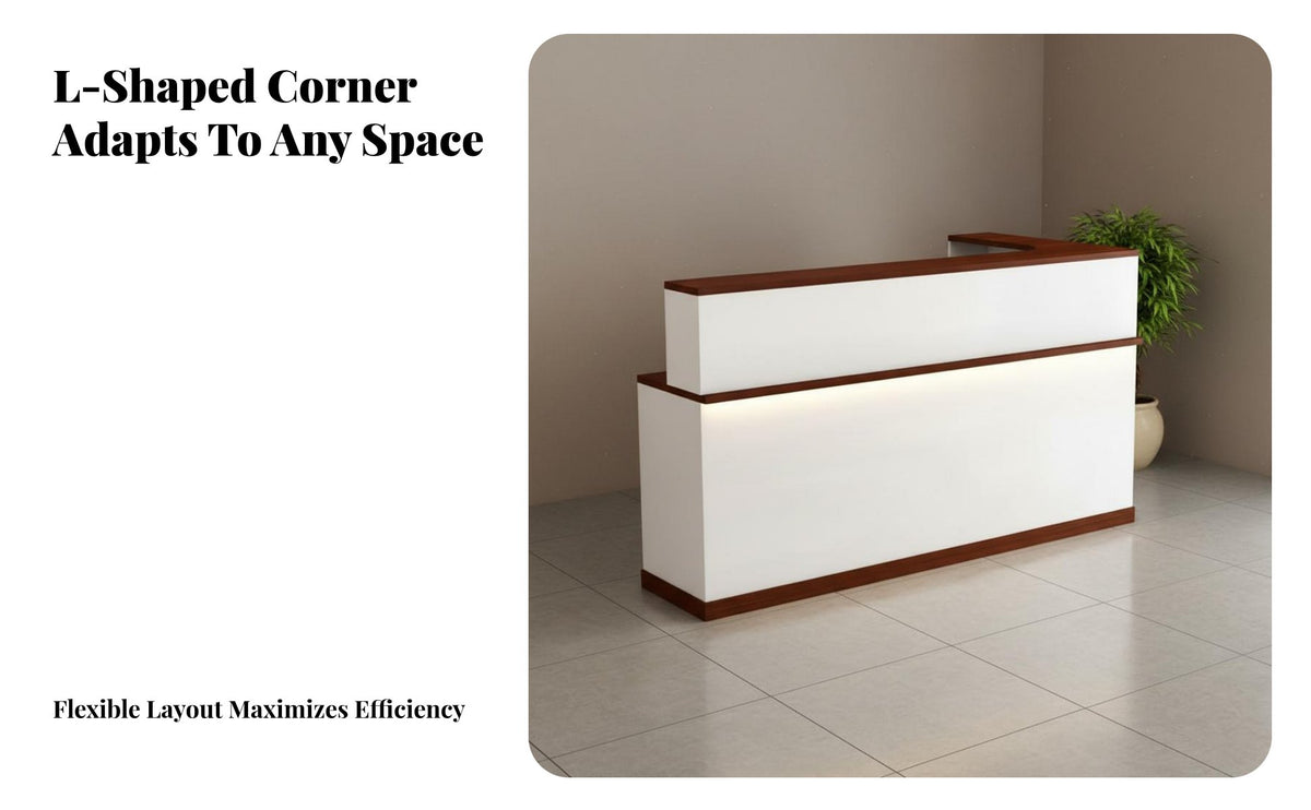 Reception Desk Wall Cabinet Set Scratch Resistant Bar Counter with Display Shelf Easy to Tidy Shop Checkout Counter for Hotel Lobby, Office