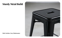 Backless Metal Stool Industrial Aesthetic Bar Chair Multiple Colors Available