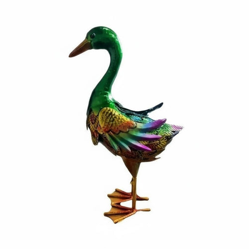Metal Duck Statue Weather-Resistant Iron Garden Duck Art Handcrafted Look Lawn Ornament for Courtyard