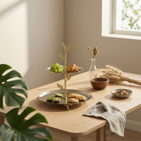Fruit Tray with Leaf Accents Decorative Two-Tier Space-Saving Two-Tier Tray for Tabletop