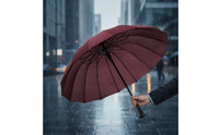 Waterproof Umbrella with 16 Ribs Classic Business Umbrella Sturdy Heavy Duty for Businessmen