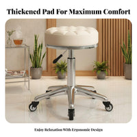 Height-Adjustable Padded Caster Stool 360-Degree Rotate Professional Chair High-Density Foam Easy to Clean for Spa, Studio