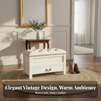 Upholstered Entryway Stool with Drawer Traditional design Design Cushioned Storage Seat Multi-Functional Sturdy Construction
