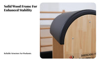 Strengthens Core Muscles Pilates Ladder Barrel Sturdy Wood Frame Exercise Ladder Barrel Increases Flexibility Wooden Spine Corrector High-Density Padding for Postpartum Women, People with Sedentary Lifestyles, Office Workers, Home Gym, Balance Training