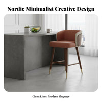 Bar Chair with spinerest Nordic Design Upholstered Bar Stool Minimalist and design Easy Assembly for Adults, Lounge, Dining Room