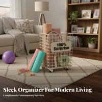 Stretching Mat Storage Rack Space Saving Stretching Mat Storage Basket Large Capacity Rolling Workout Equipment Holder for Families, Garage