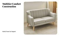 Groove-Tufted Settee Nordic Design Small Couch Space-Saving High-Density Foam Padding for Students, Bedroom, Balcony, Entryway