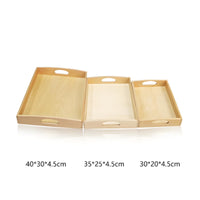 Wooden Tray with Handles Beechwood Container Smooth for Toddlers