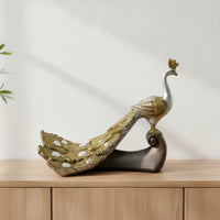 Peacock Figurine Embossed Peacock Statue Decorative for Living Room, Sideboard
