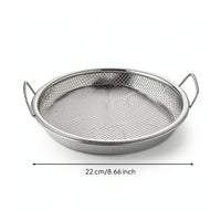 2 Pieces Round Oil Draining Tray with Mesh Insert Rust-Proof Oil Filter Tray Silver-Toned Strainer Versatile for Frying