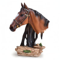 Horse Head Bust with Base Tabletop Decor Sculpted for Entryway, Collectors