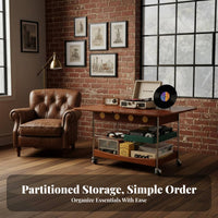 2-Tier Rolling Side Table Foldable Design 2-Tier Folding Trolley With Casters Multi-Functional for Apartment Dwellers