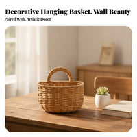 Woven Wall Basket Open-Top Home Storage Loop Handle for Bathroom