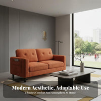 Small Space Solution Minimalist Fabric Sofa Simple Design Corduroy Loveseat Modern design Couch Sturdy Wooden Legs for Apartment Dwellers, duos, Students, Living Room, Reception Area, notice Lounge, Bedroom