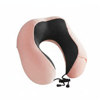 Soft Cover Memory Foam Neck Pillow Textured Panel U-Shaped Neck Pillow Drawstring Cord
