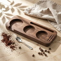 Wooden Tamper Base Polished Finish Tamper Holder Board Textured