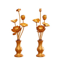 Artificial Lotus Flowers with Vase Gilded Decor Long-Lasting for Altar