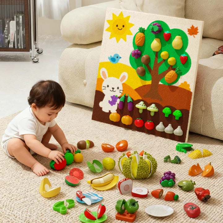 Fruit Picking Felt Board Busy Board Montessori Early Education Toy Board