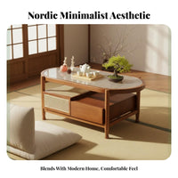 two-level Oval Glass and Rattan Stand Nordic Design Coffee Table Minimalist and design Rounded Edges for Apartment Dwellers