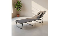 Detachable Pillow Folding Rest Bed Foldable Adjustable Folding Lounge Chair Heavy Duty Frame Reclining Beach Chair Breathable Textile for Poolside