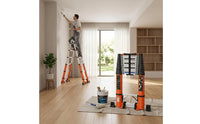 Telescopic Ladder with Wheels Retractable Ladder Aluminum for Homeowners, Contractors, Home Maintenance, Worksite, Workshop