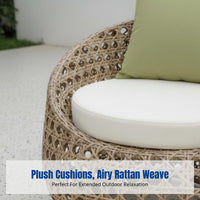 Outdoor Rattan Sofa Set, Metal Frame, Patio Wicker Lounge, Modern Creative Furniture
