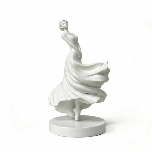 dancers Statue with Pedestal Decorative dancers Figurine Modern Ornament for Living Room, Entryway, Bookshelf