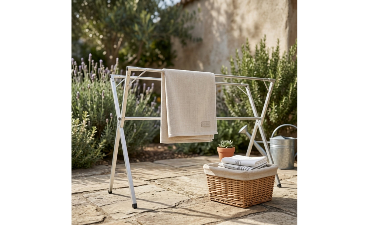 Floor-Standing Clothes Drying Rack Expandable Laundry Drying Rack Foldable Clothes Horse Space-Saving for Balcony