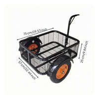 Mesh Cargo Trailer Compact Trailer with Mesh Basket Low-Profile Pull Cart with Handle for Fishing, Grocery Shopping