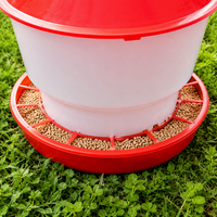 Poultry Automatic Feeder, Hopper Type, Chicken Feeder, Plastic, Red and White, Rainproof