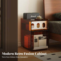 Rippled Door Cabinet Transparent structure Nightstand adaptable Placement for Bedroom