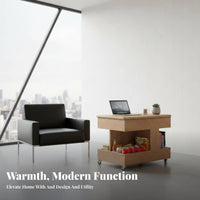 Rolling Adjustable Top Side Table Mobile Storage Cart Nightstand C-shaped Table with Wheels and Lockable Casters for Apartment Dwellers Small Areas Adults Living Room