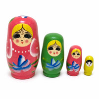 4 Pieces Illustrated Faces House Decoration Colorful Painted Nesting Dolls