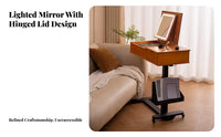 Wheeled fold-up Makeup Chest Movable with casters Vanity Table Vintage design versatileUse for Women, Students