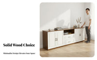 Wooden TV Cabinet Modern Simple Design TV Stand with Storage Multifunctional Living Room Entertainment Center for Bedroom, Small Apartment